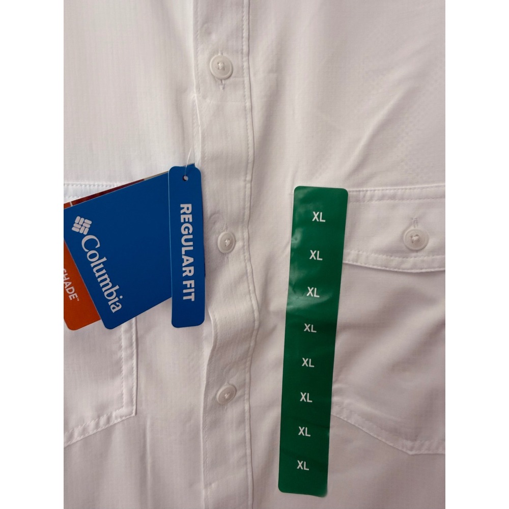 Columbia XL White short-sleeve button-down fishing shirt with dual chest pockets - Picture 3 of 7